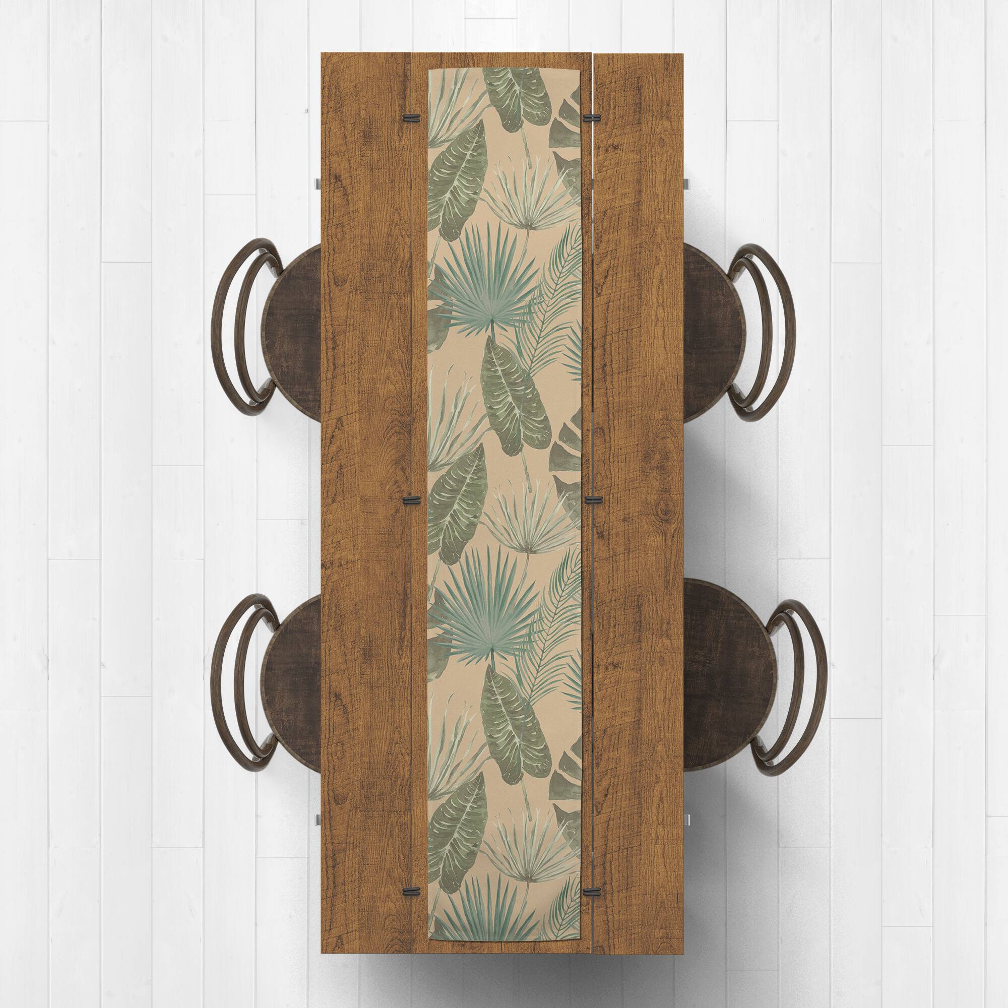 90" Tropical Palm Cotton Twill Runner